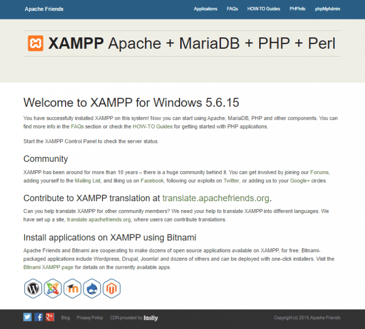 نصب XAMPP با موفقیت انجام شد